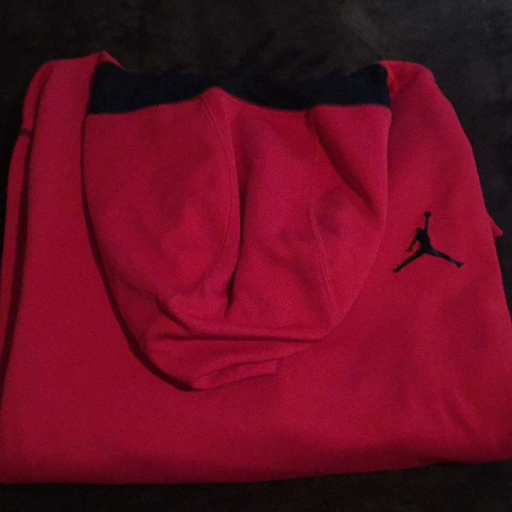 NWT Air Jordan Men’s Hoodie, size XL, Red/ Black.